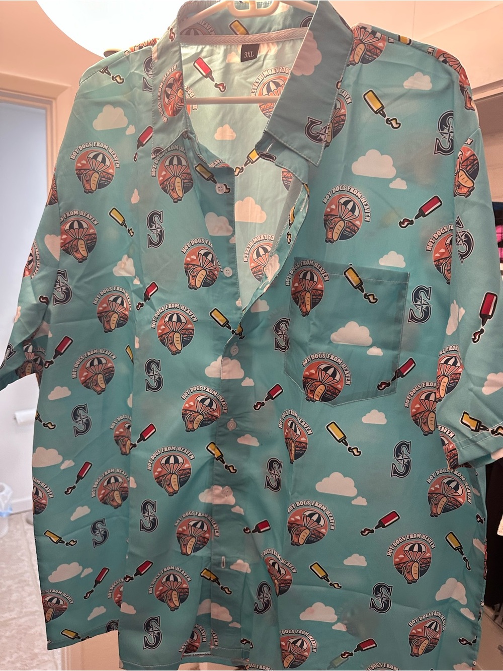 Men's Teal Seattle Mariners Short-Sleeve Printed Button-Down Shirt size XXXL
